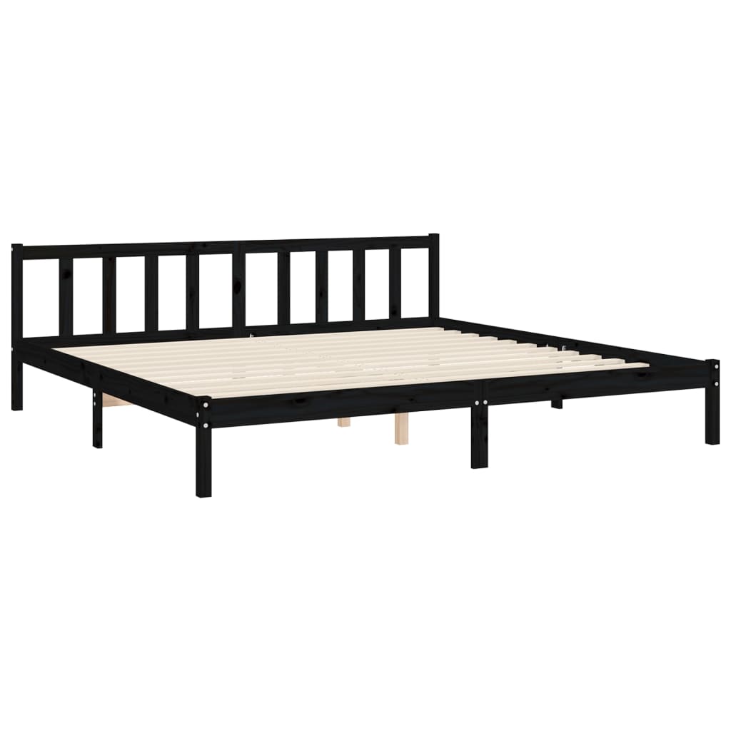 Bed Frame with Headboard Black 183x203 cm King Solid Wood