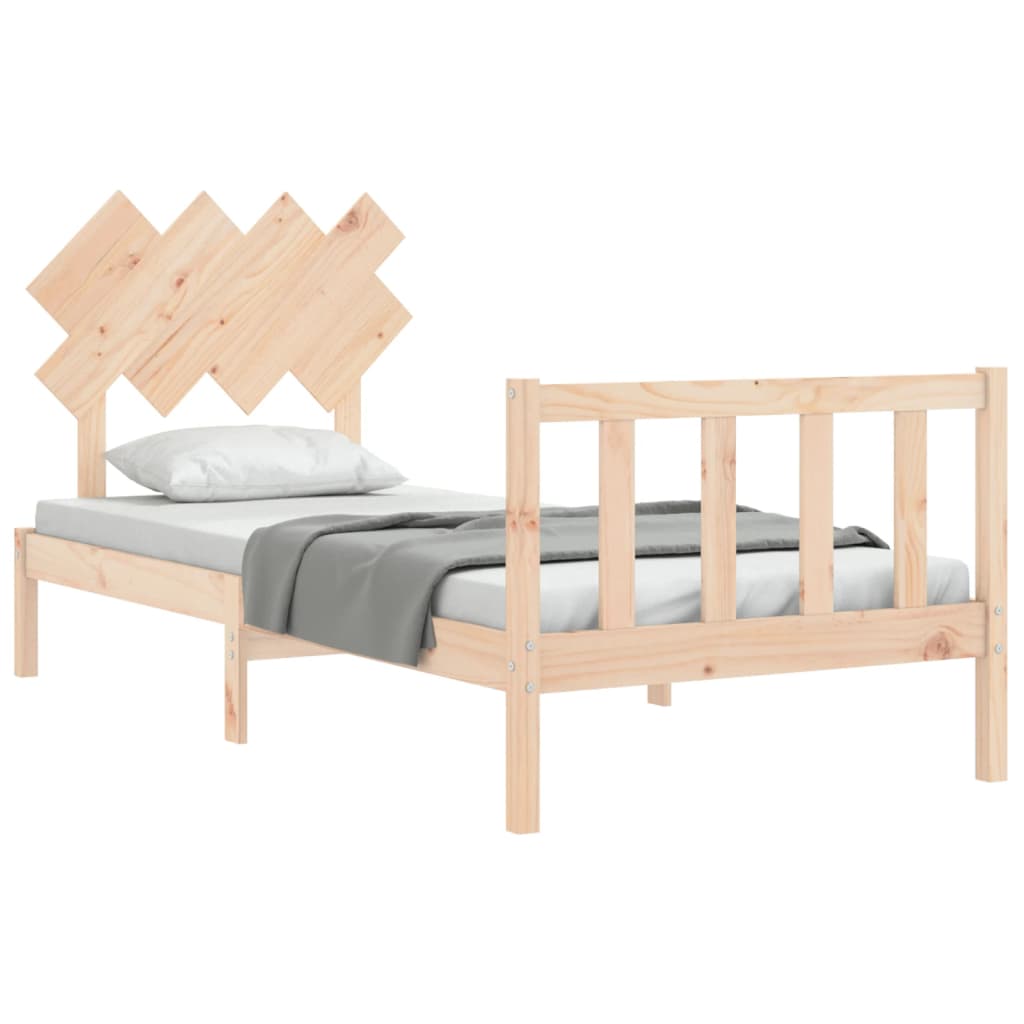 Bed Frame with Headboard 92x187 cm Single Size Solid Wood