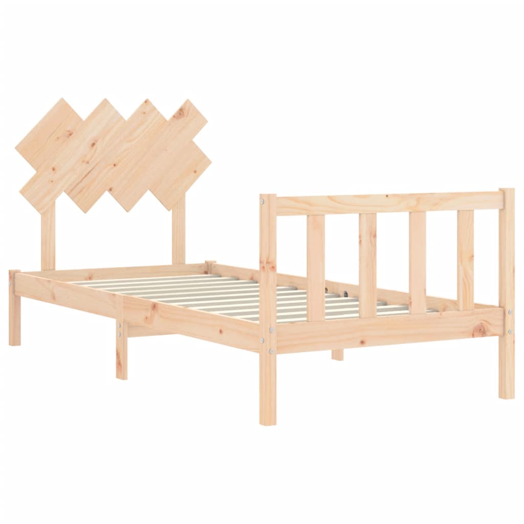 Bed Frame with Headboard 92x187 cm Single Size Solid Wood