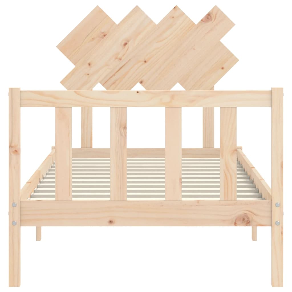 Bed Frame with Headboard 92x187 cm Single Size Solid Wood