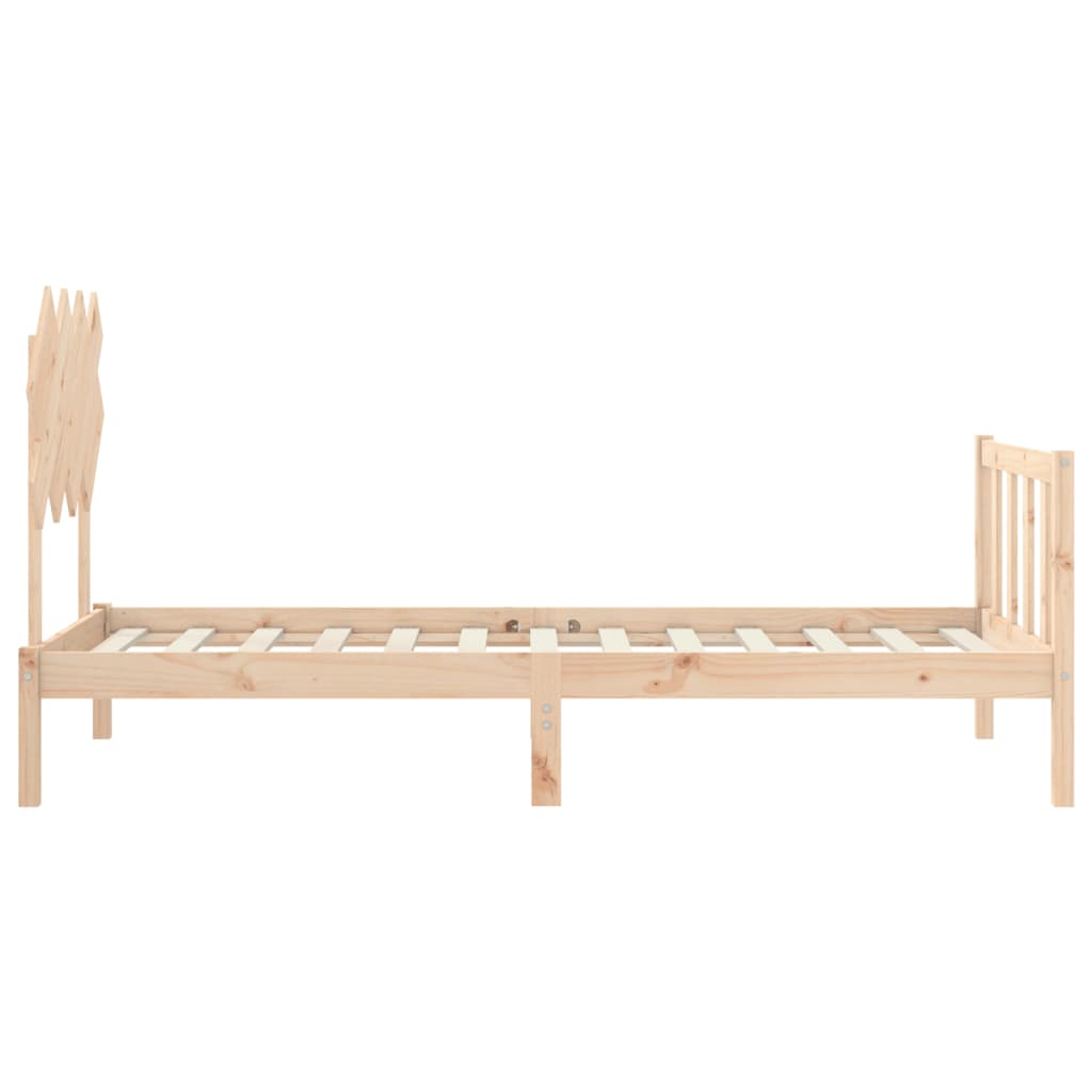 Bed Frame with Headboard 92x187 cm Single Size Solid Wood