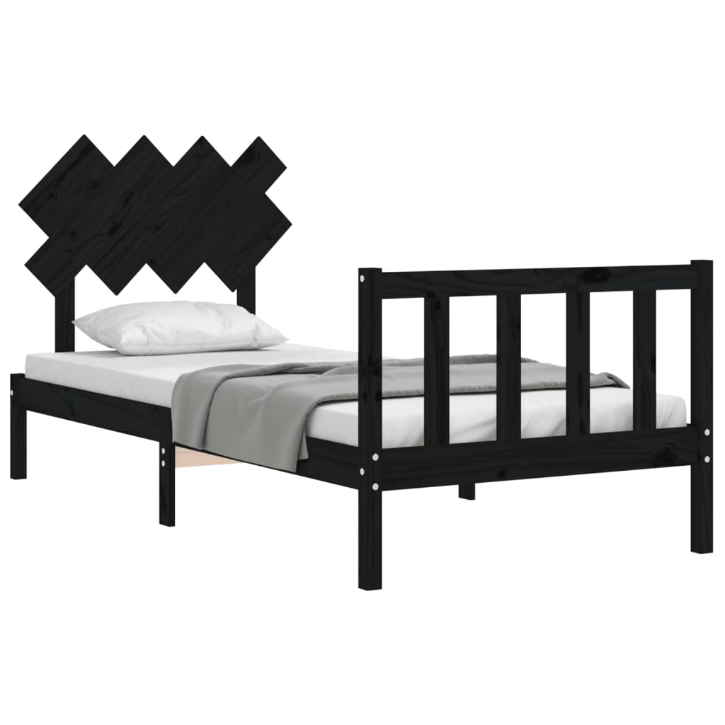 Bed Frame With Headboard 92X187 Cm Single Size Solid Wood