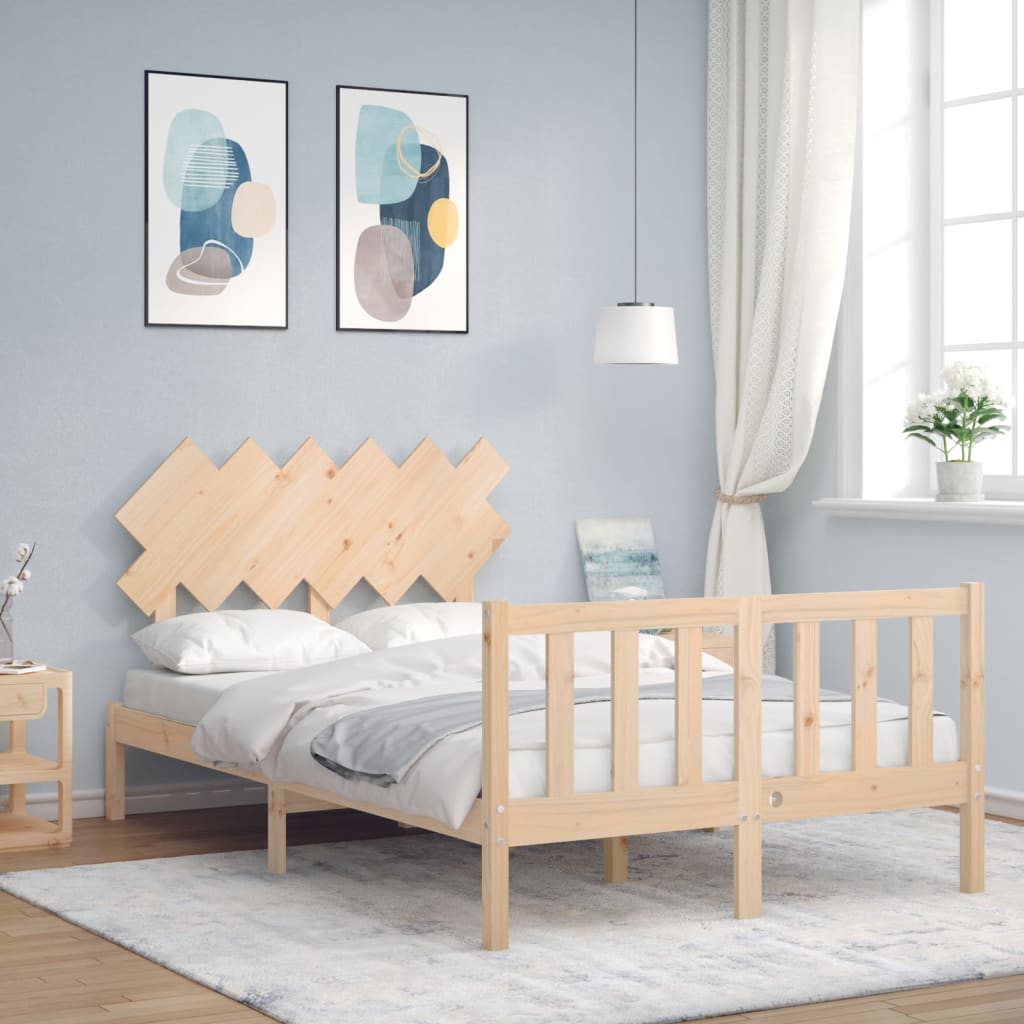 Bed Frame With Headboard 92X187 Cm Single Size Solid Wood