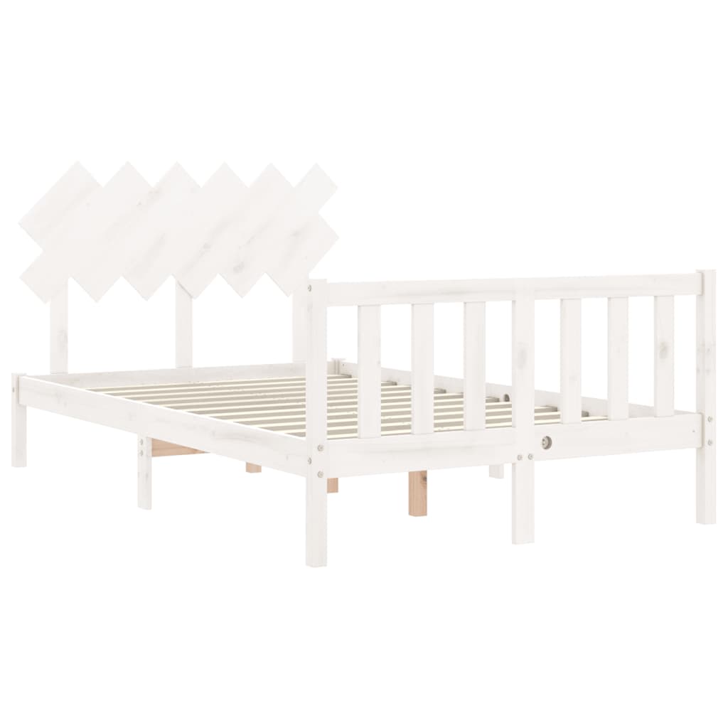 Bed Frame with Headboard White 137x187 cm Double Solid Wood