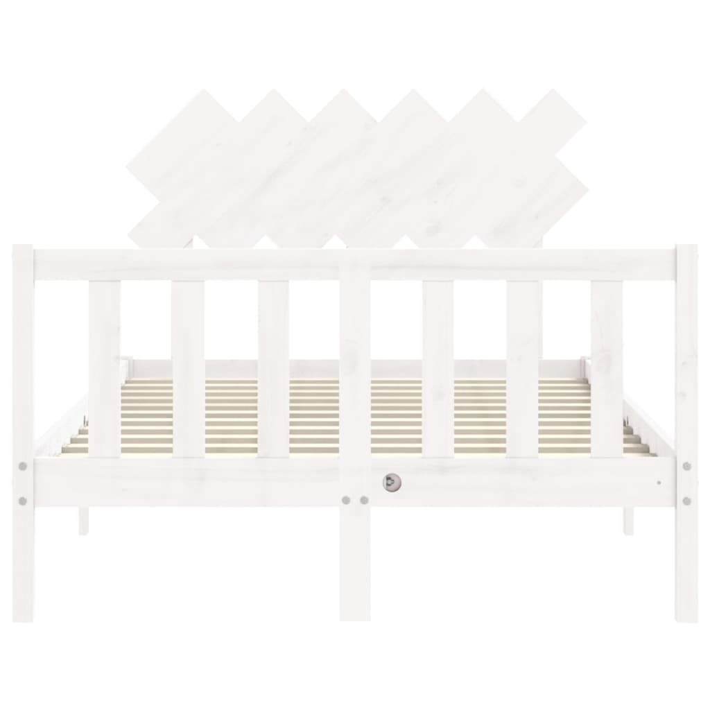 Bed Frame with Headboard White 137x187 cm Double Solid Wood