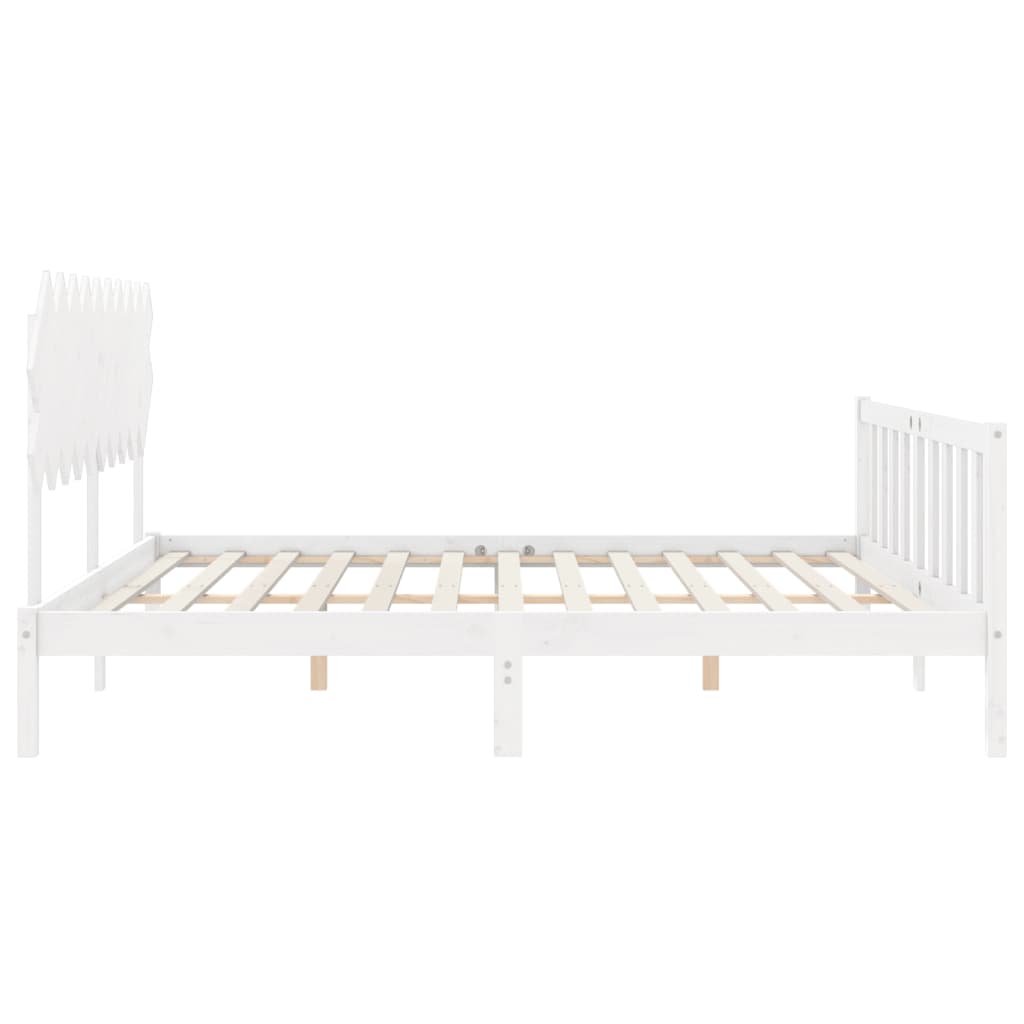 Bed Frame with Headboard White 137x187 cm Double Solid Wood