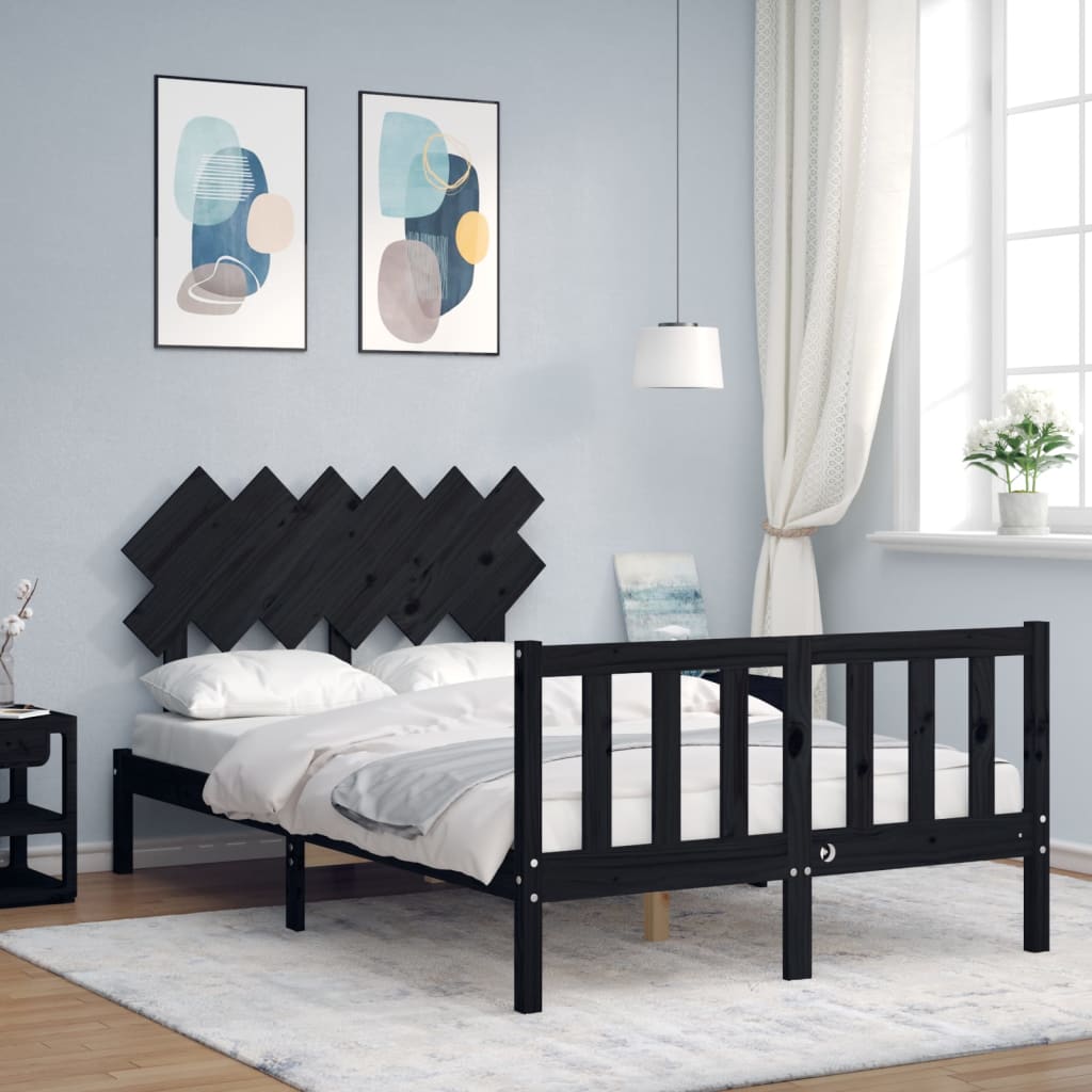 Bed Frame With Headboard 92X187 Cm Single Size Solid Wood