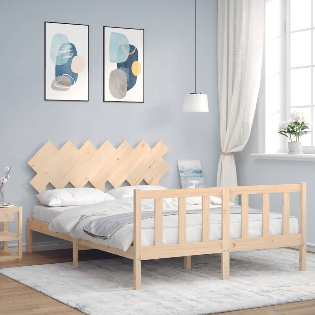 Bed Frame With Headboard 92X187 Cm Single Size Solid Wood