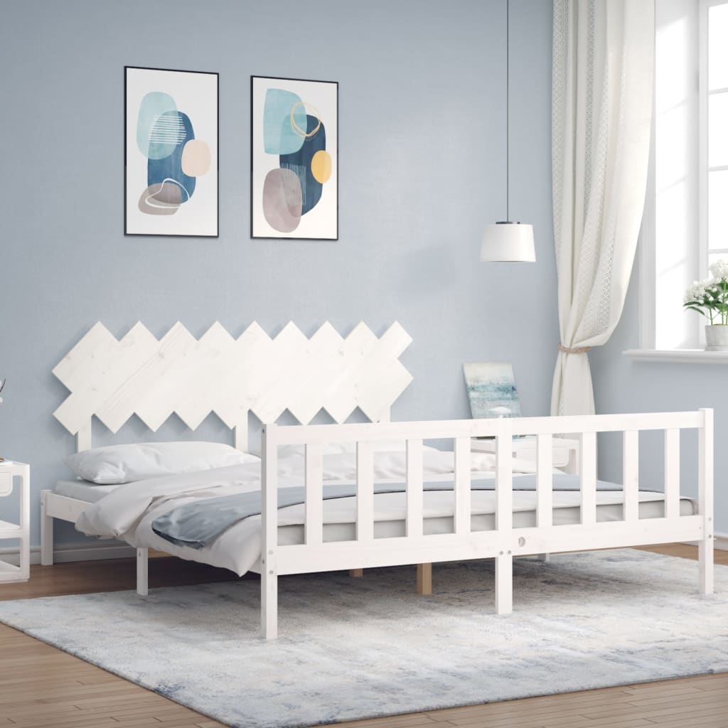 Bed Frame With Headboard 92X187 Cm Single Size Solid Wood