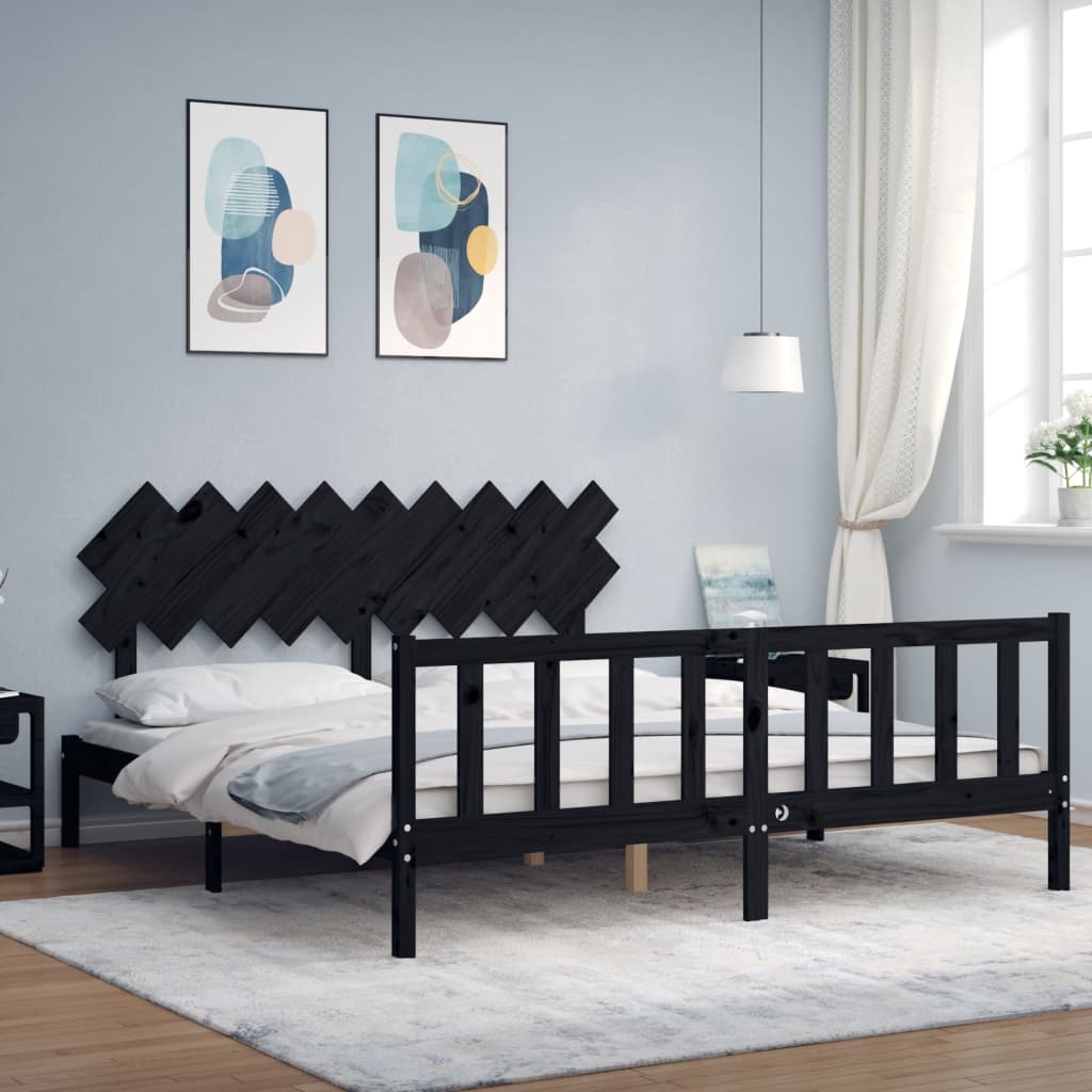 Bed Frame With Headboard 92X187 Cm Single Size Solid Wood