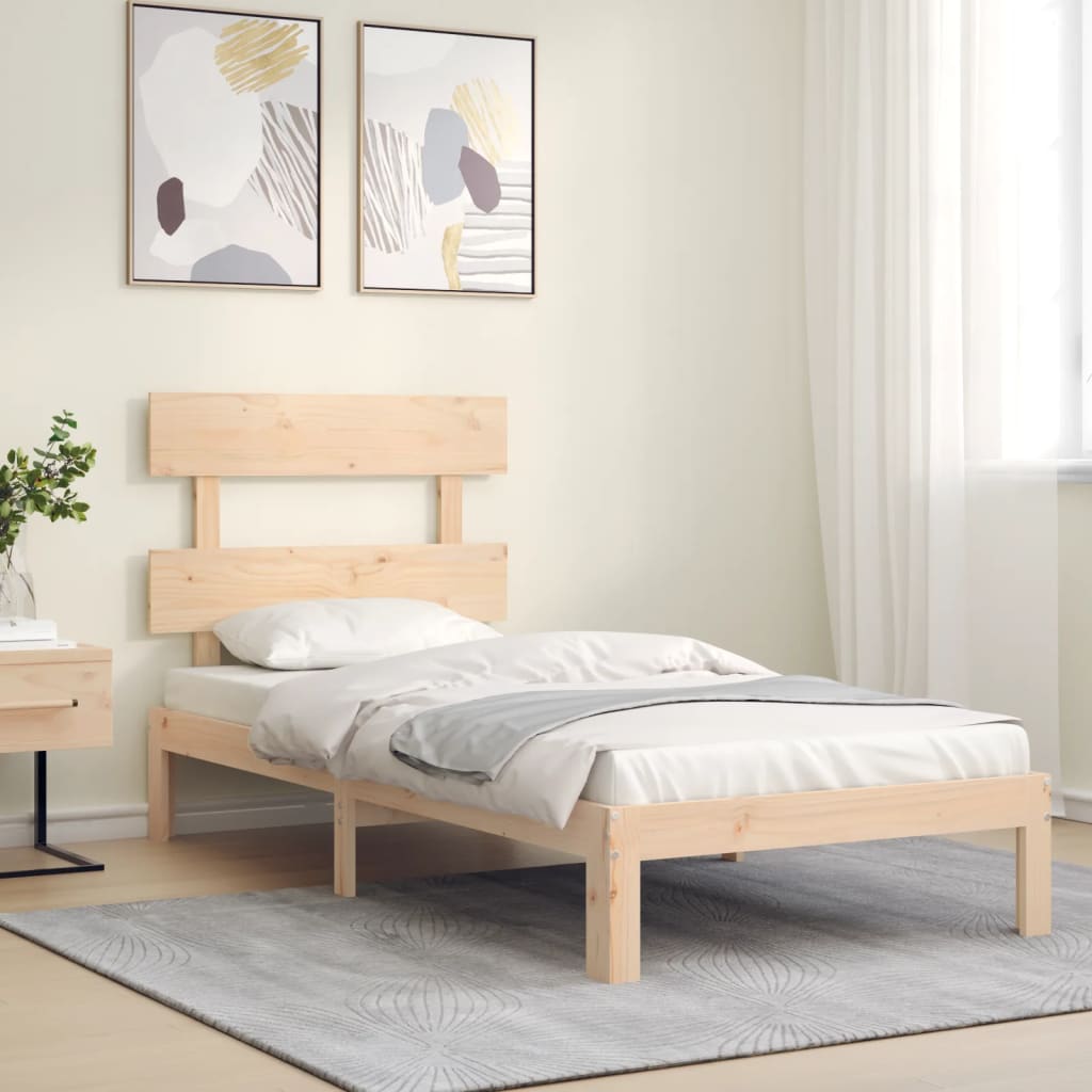 Bed Frame with Headboard 90x190 cm Solid Wood