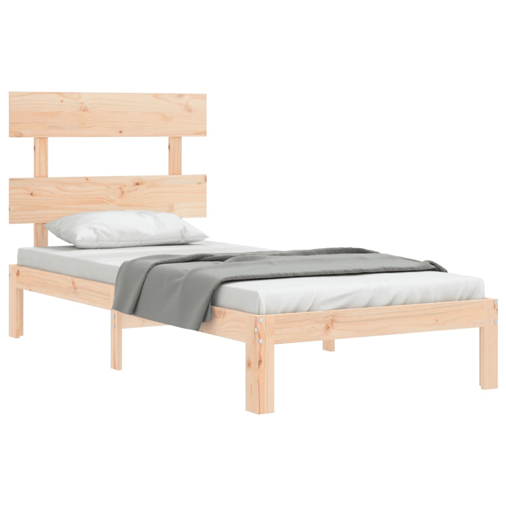 Bed Frame with Headboard 90x190 cm Solid Wood