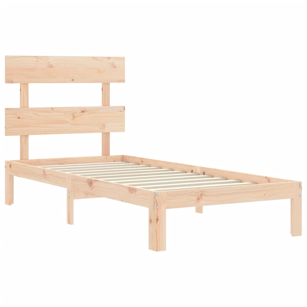 Bed Frame with Headboard 90x190 cm Solid Wood