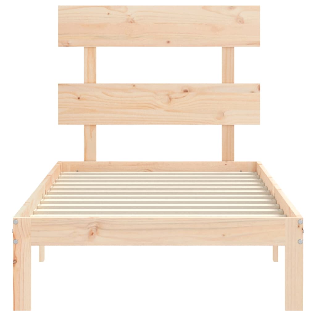 Bed Frame with Headboard 90x190 cm Solid Wood