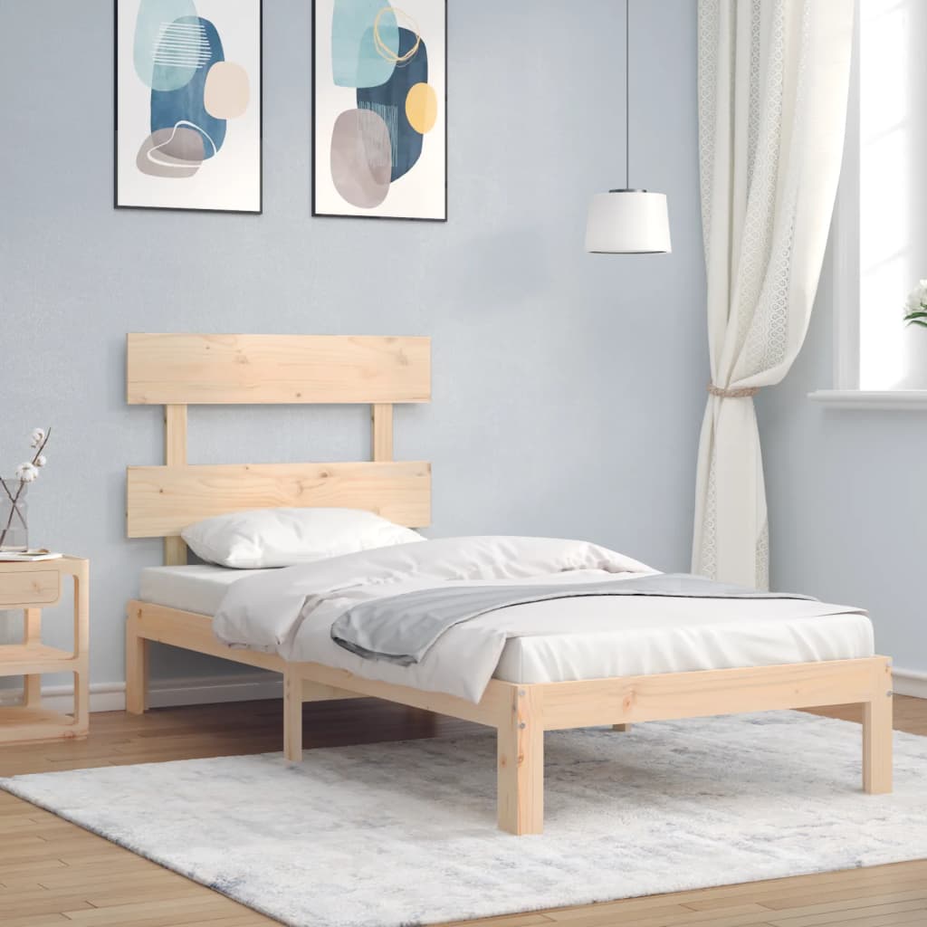 Bed Frame with Headboard 90x190 cm Solid Wood