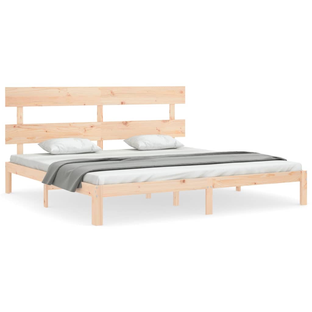 Bed Frame with Headboard 183x203 cm King Size Solid Wood