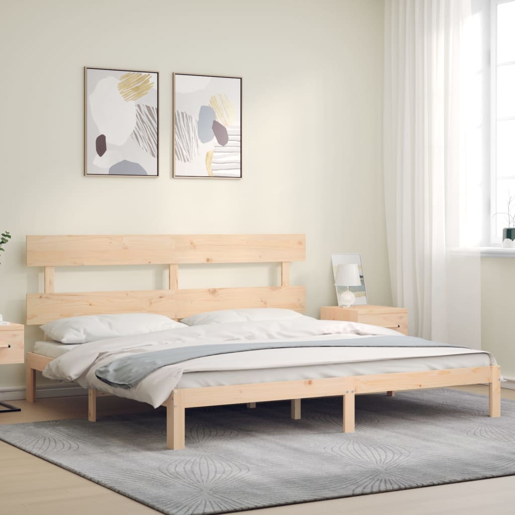 Bed Frame with Headboard 183x203 cm King Size Solid Wood