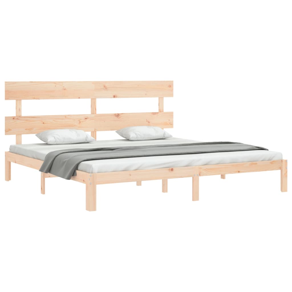 Bed Frame with Headboard 183x203 cm King Size Solid Wood