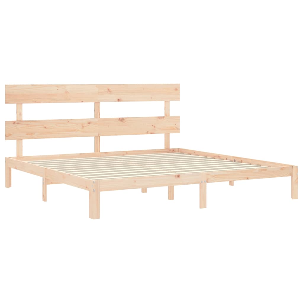 Bed Frame with Headboard 183x203 cm King Size Solid Wood