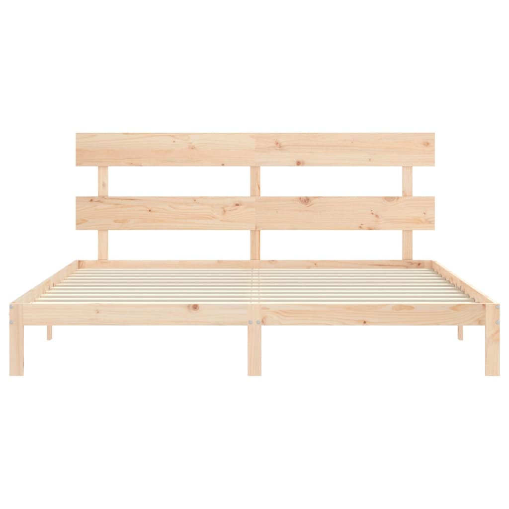 Bed Frame with Headboard 183x203 cm King Size Solid Wood