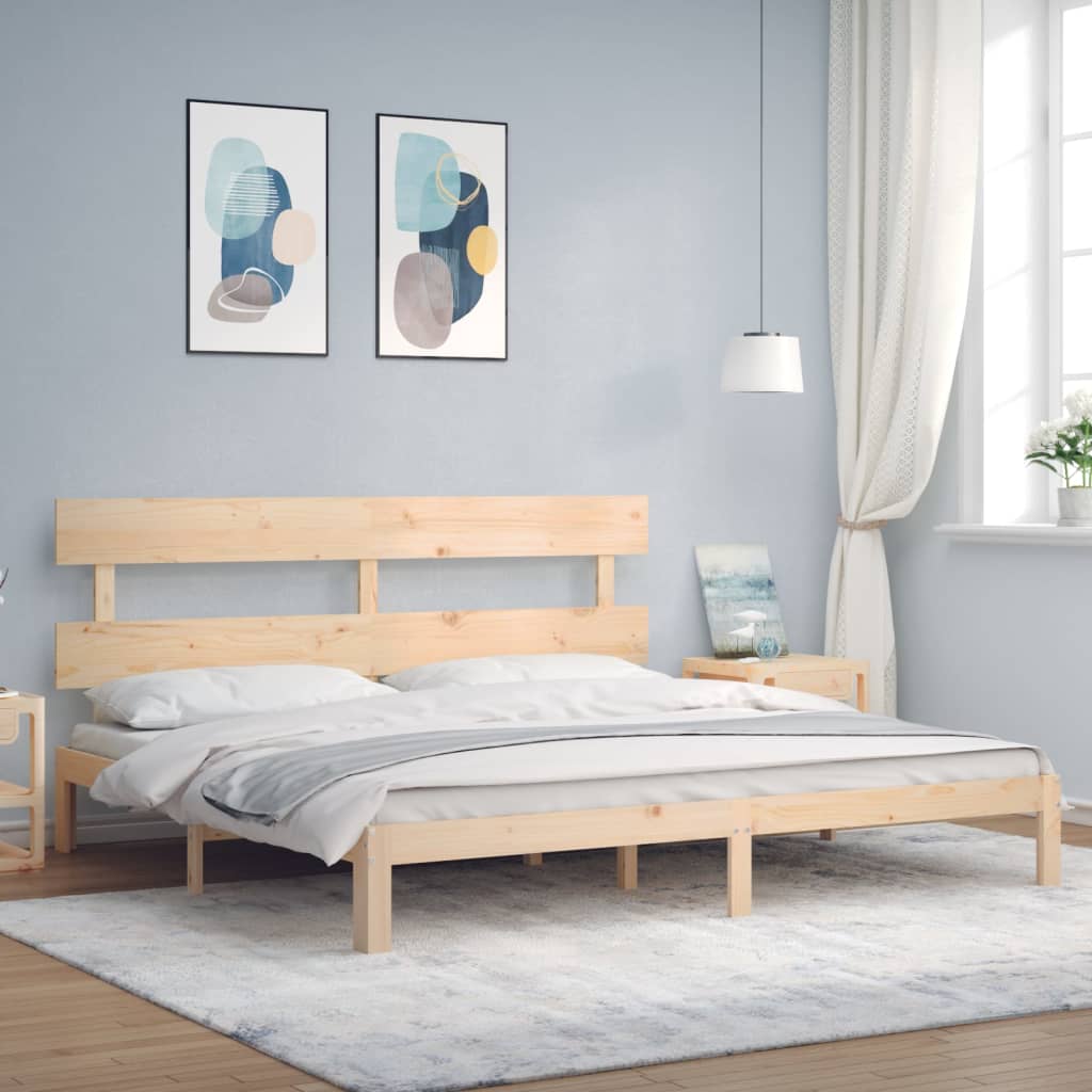 Bed Frame with Headboard 183x203 cm King Size Solid Wood