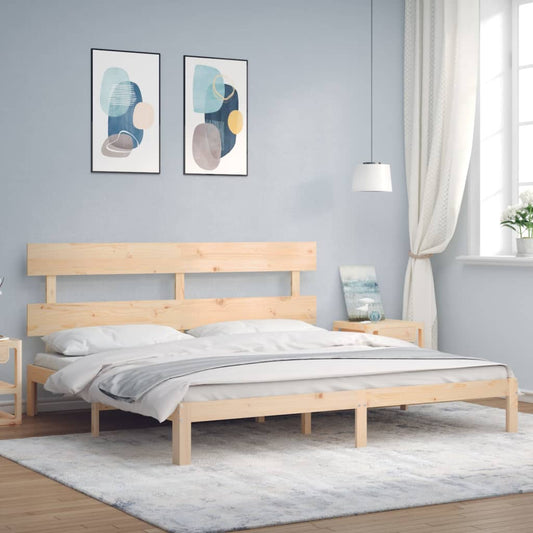 Bed Frame with Headboard 183x203 cm King Size Solid Wood