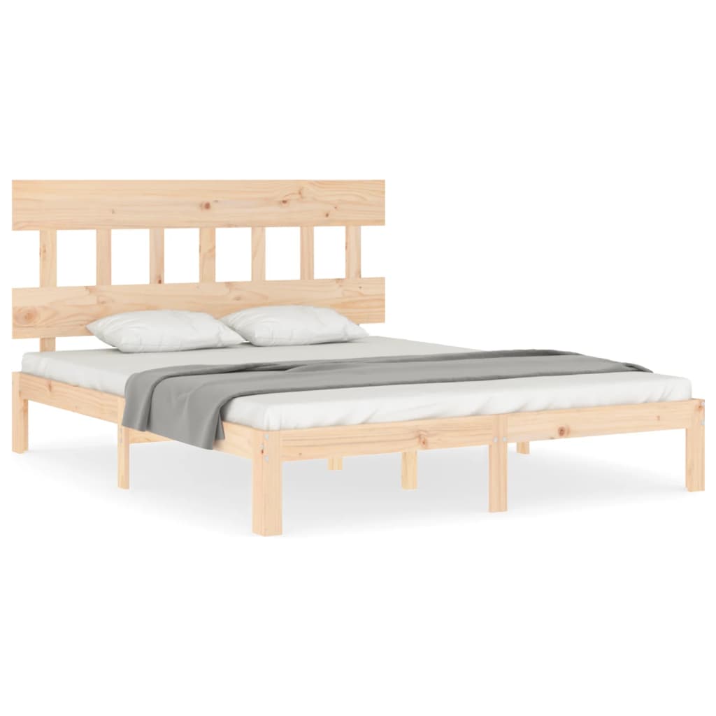 Bed Frame with Headboard 150x200 cm Solid Wood