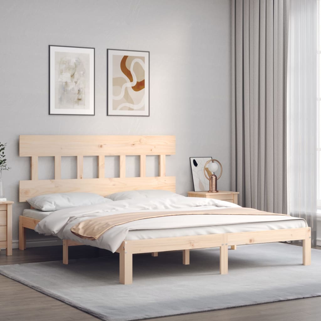 Bed Frame with Headboard 150x200 cm Solid Wood