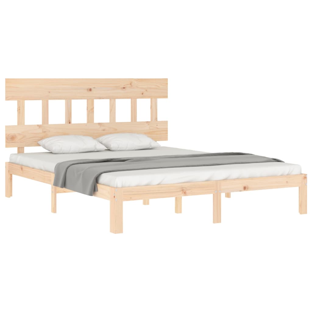 Bed Frame with Headboard 150x200 cm Solid Wood