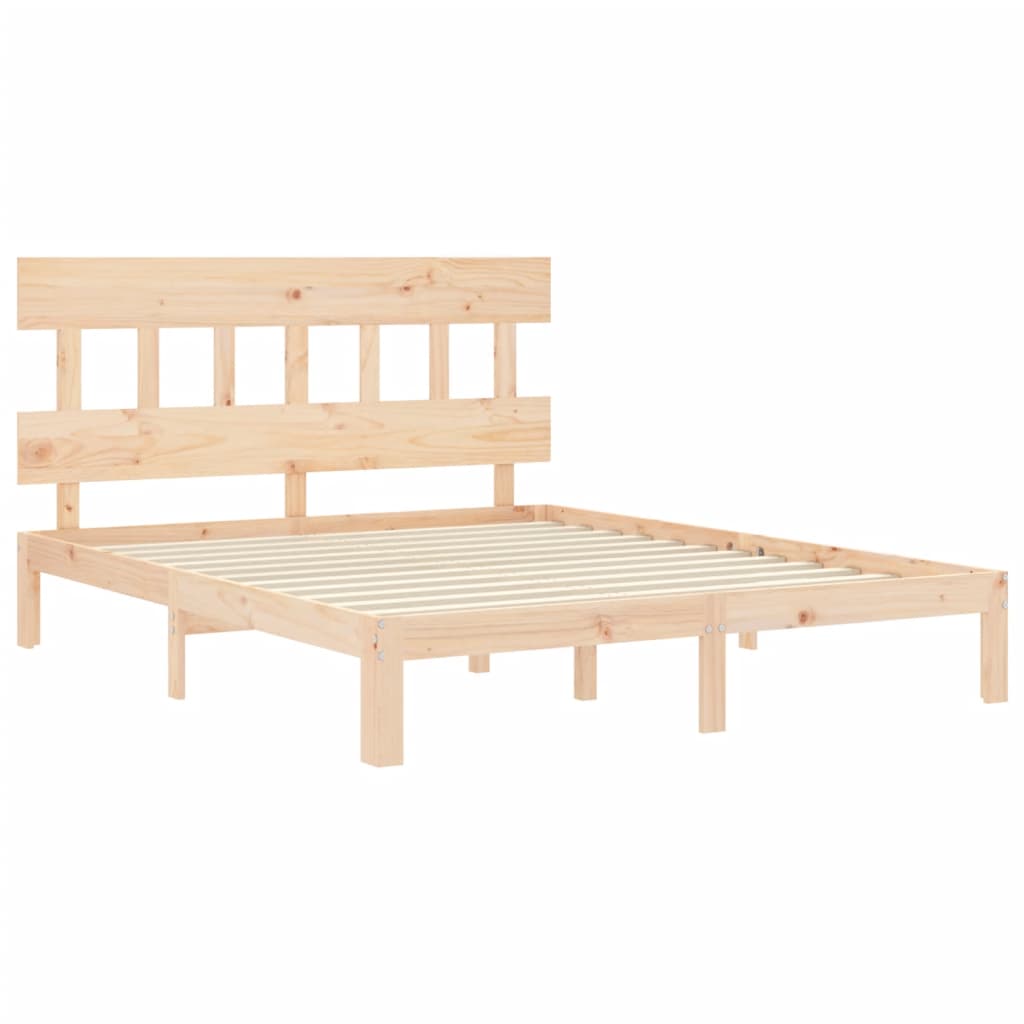 Bed Frame with Headboard 150x200 cm Solid Wood