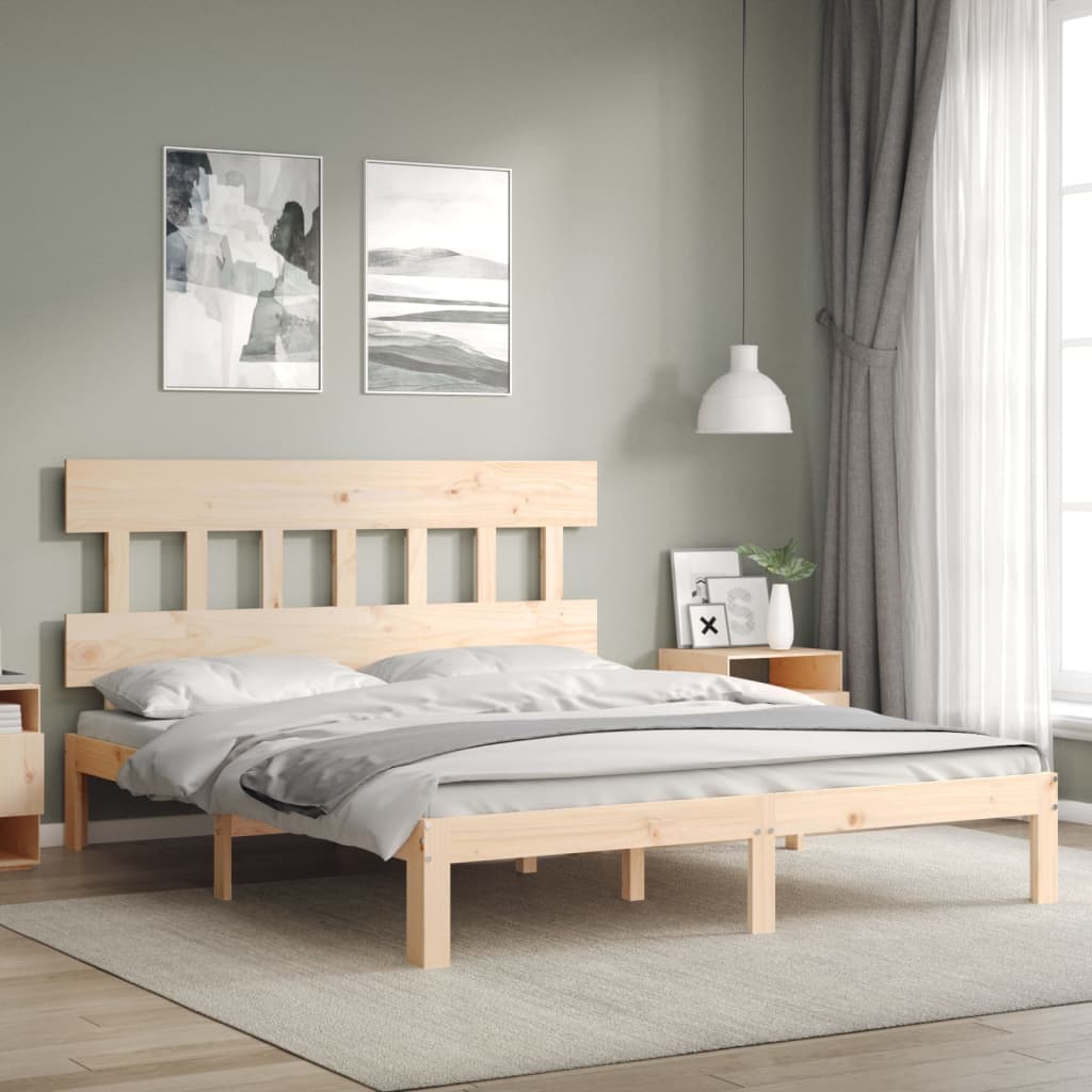 Bed Frame with Headboard 150x200 cm Solid Wood