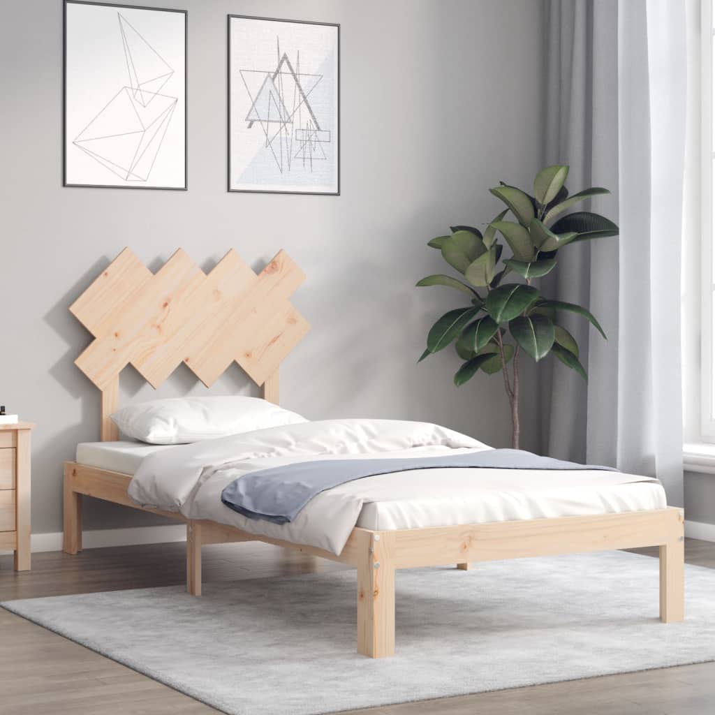 Bed Frame with Headboard 90x190 cm Solid Wood