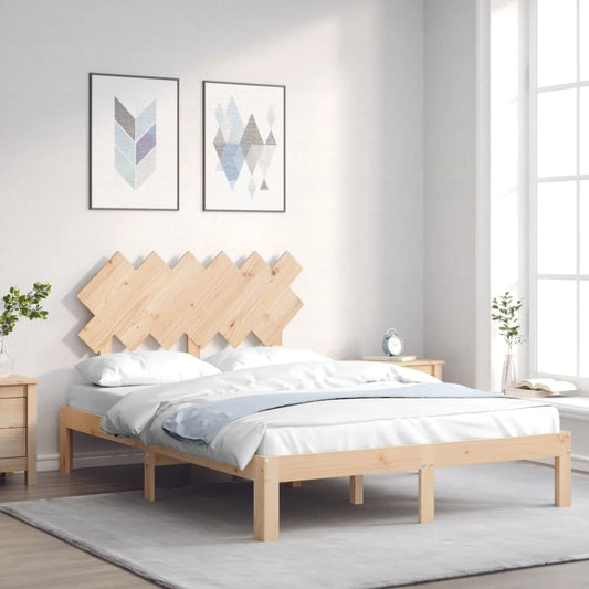 Bed Frame with Headboard 135x190 cm Solid Wood