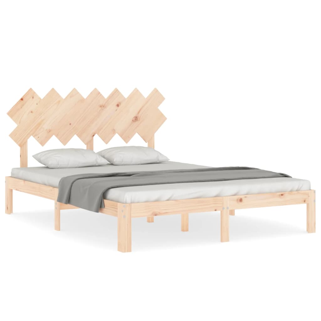 Bed Frame with Headboard 150x200 cm Solid Wood