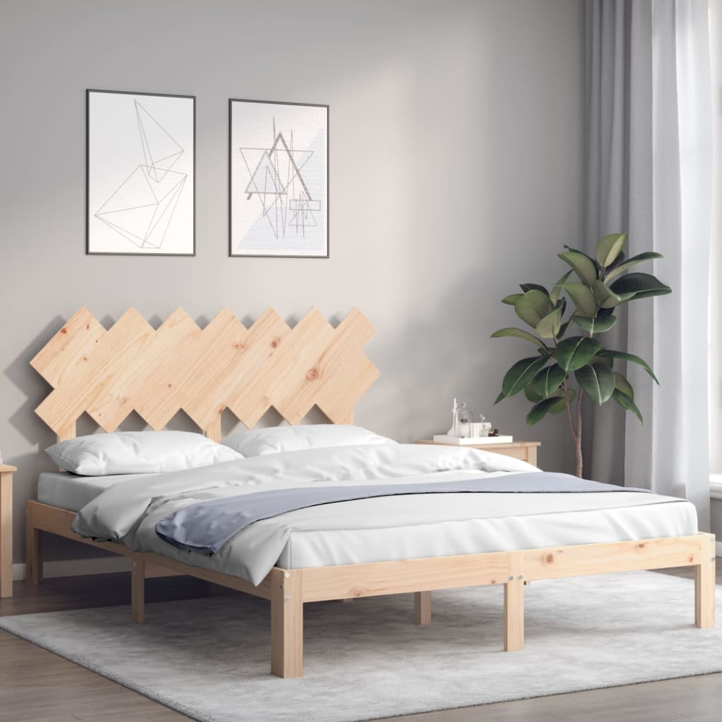 Bed Frame with Headboard 150x200 cm Solid Wood