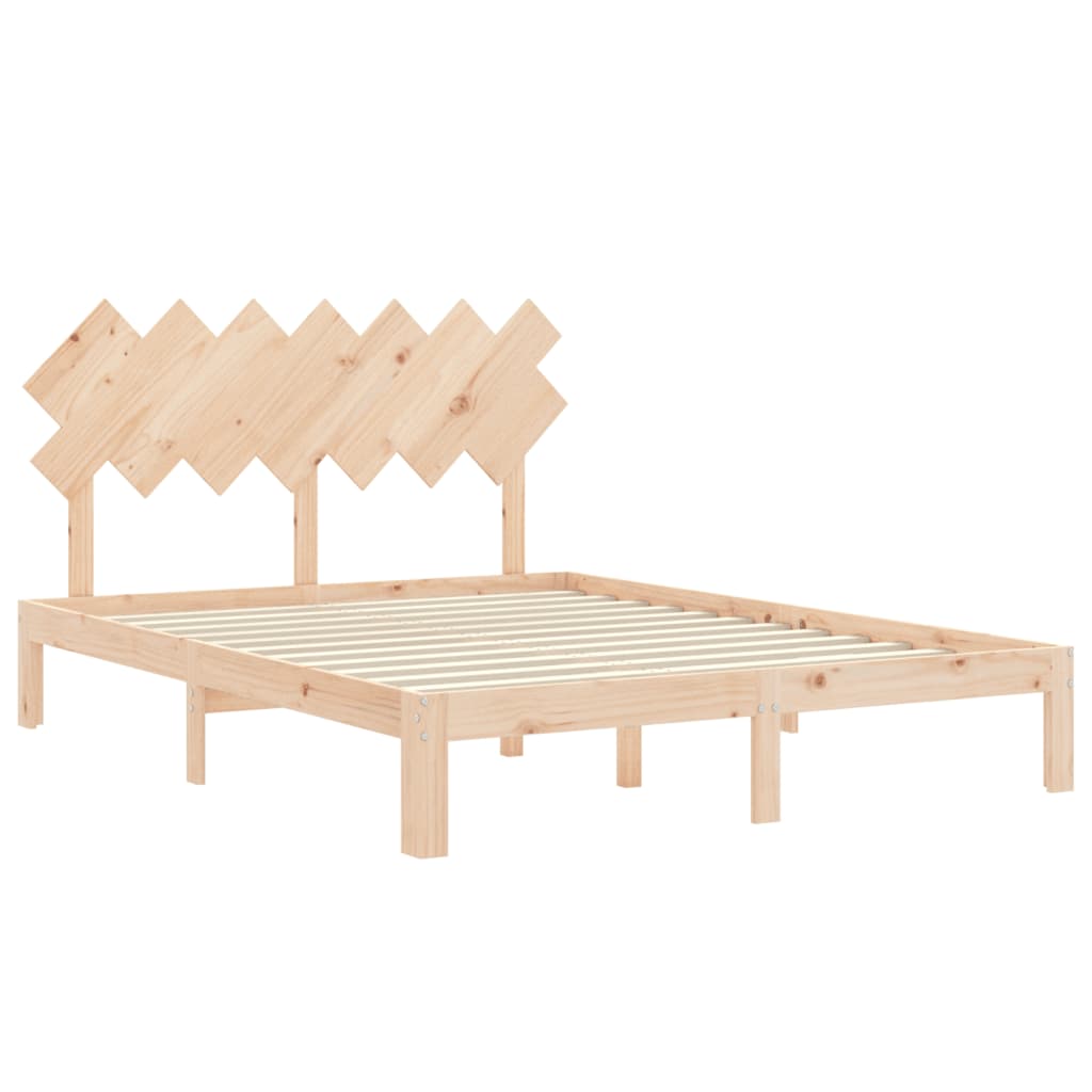 Bed Frame with Headboard 150x200 cm Solid Wood