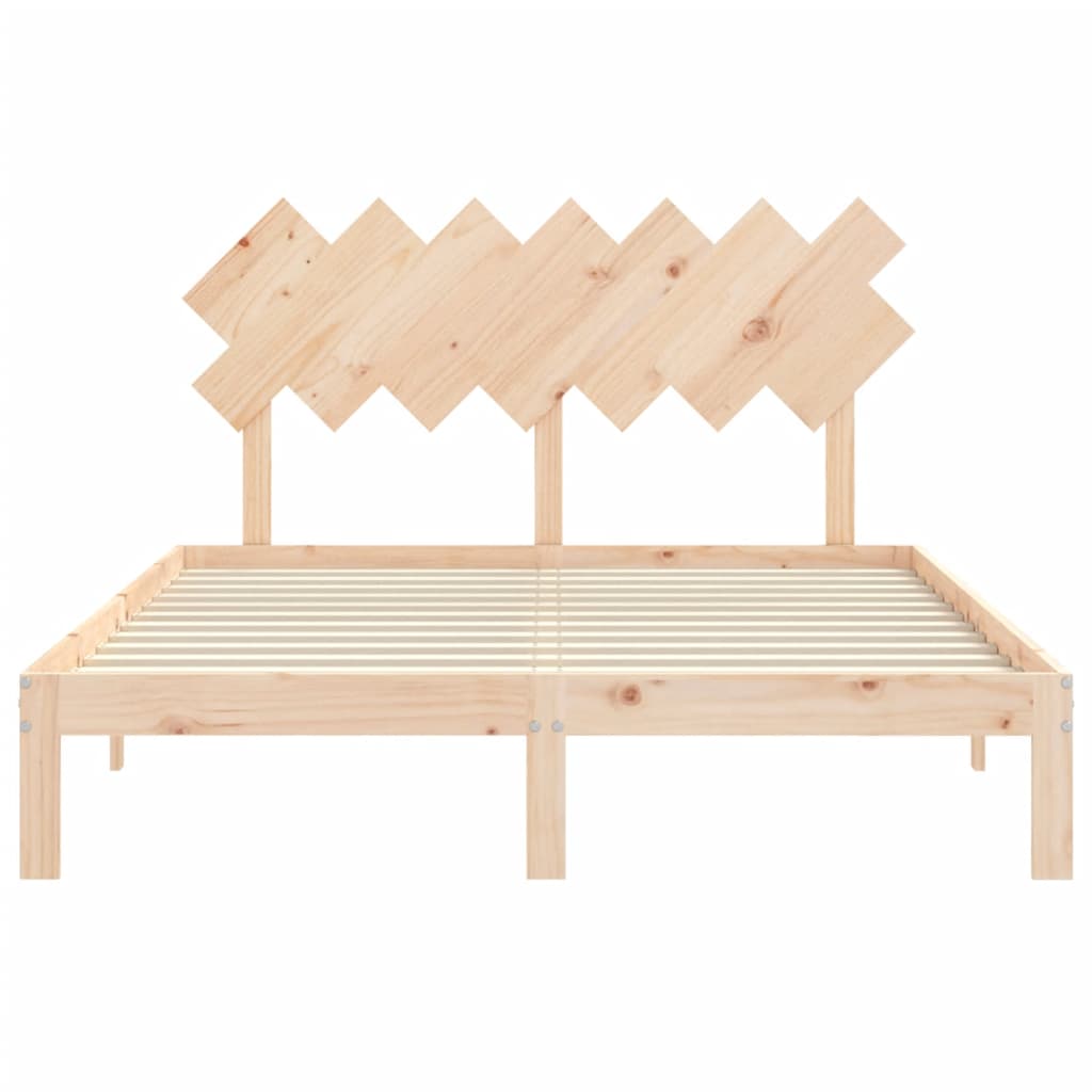 Bed Frame with Headboard 150x200 cm Solid Wood