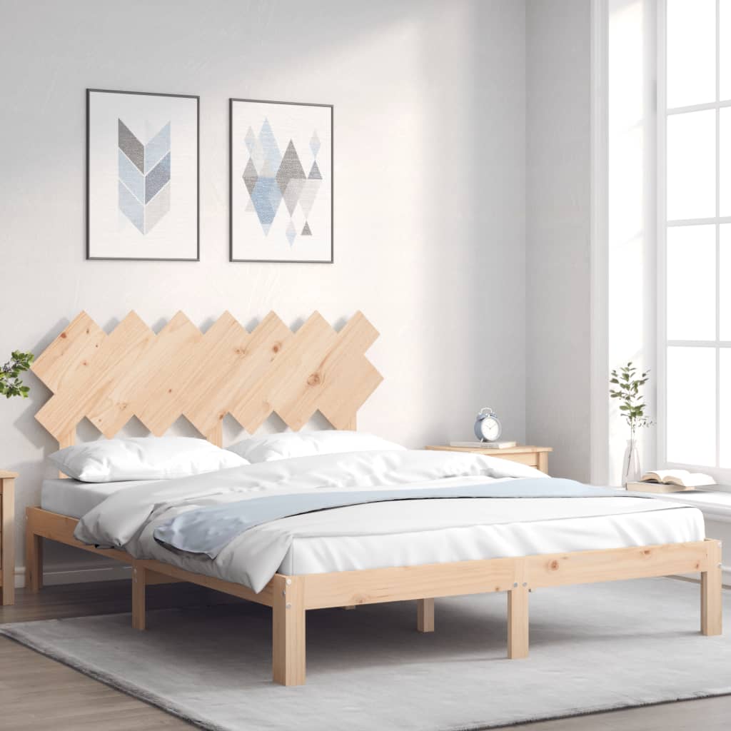 Bed Frame with Headboard 150x200 cm Solid Wood