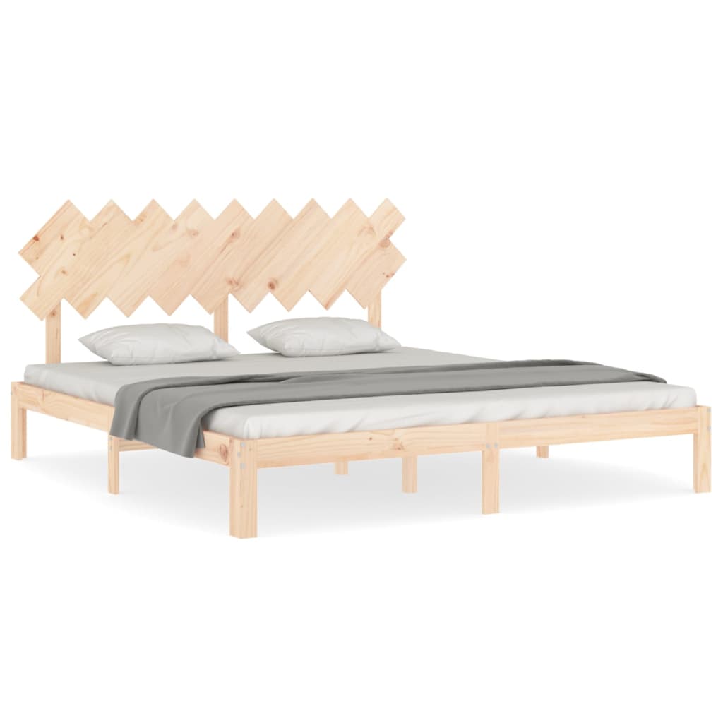 Bed Frame with Headboard 183x203 cm King Size Solid Wood