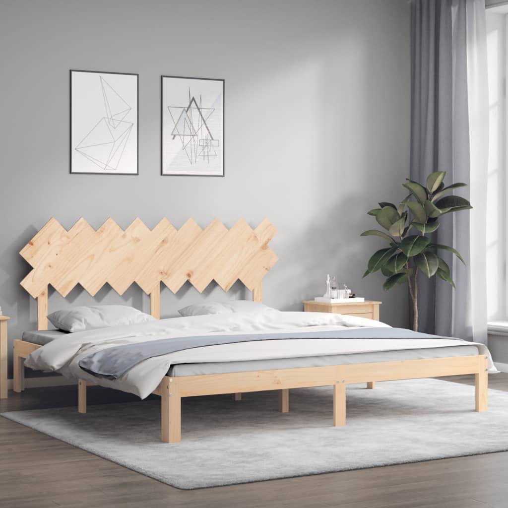 Bed Frame with Headboard 183x203 cm King Size Solid Wood