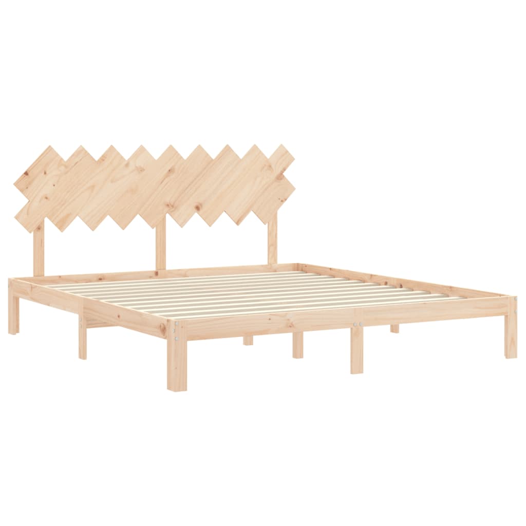 Bed Frame with Headboard 183x203 cm King Size Solid Wood