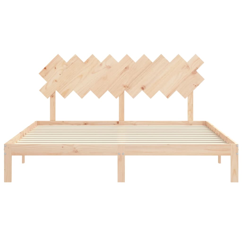 Bed Frame with Headboard 183x203 cm King Size Solid Wood