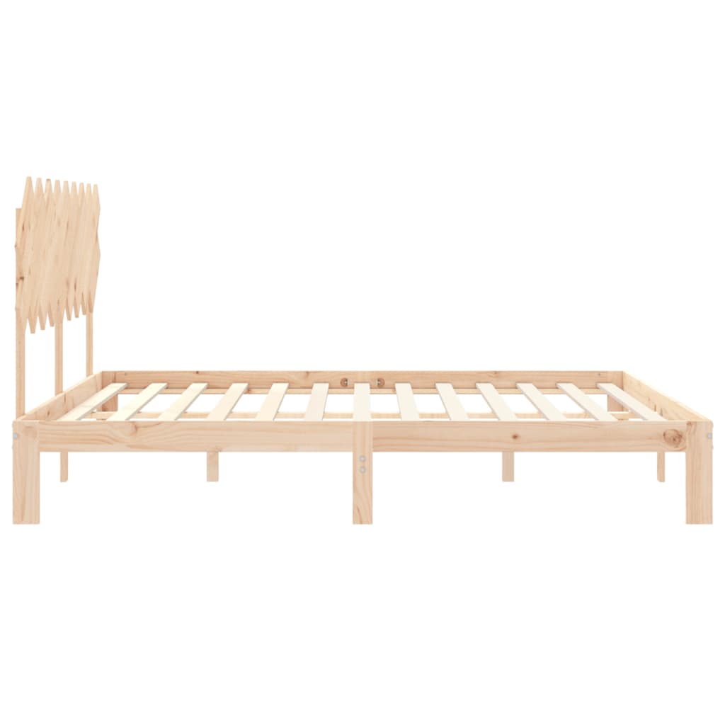 Bed Frame with Headboard 183x203 cm King Size Solid Wood