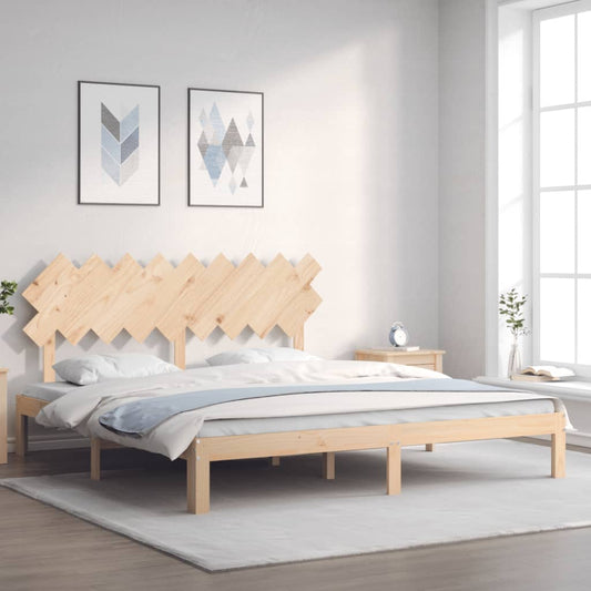 Bed Frame with Headboard 183x203 cm King Size Solid Wood