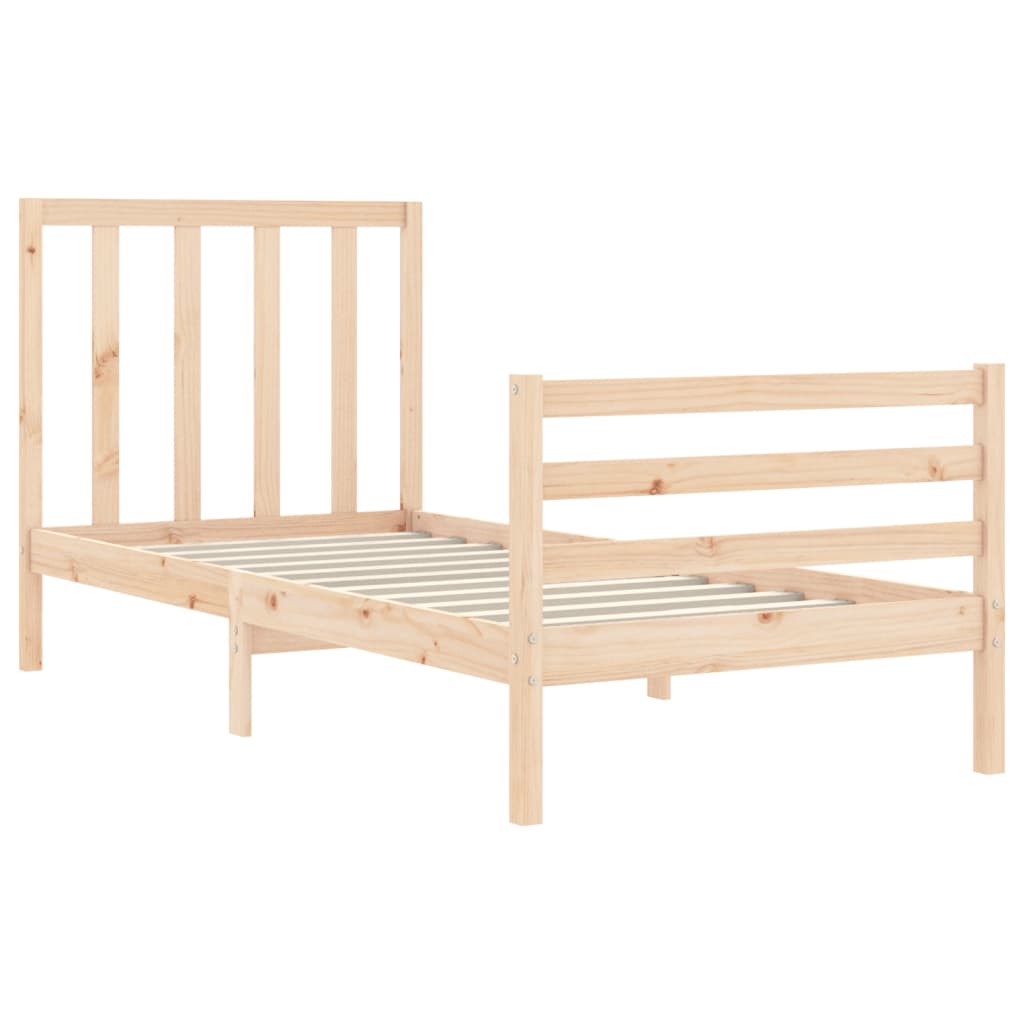 Bed Frame with Headboard 92x187 cm Single Size Solid Wood