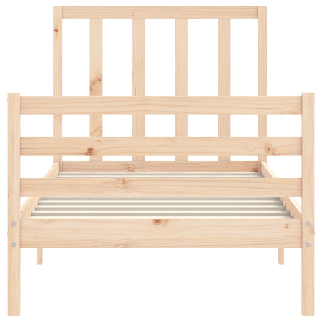 Bed Frame with Headboard 92x187 cm Single Size Solid Wood