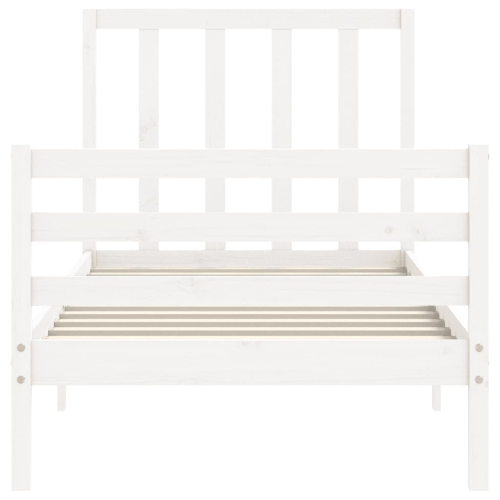 Bed Frame with Headboard White 92x187 cm Single Size Solid Wood