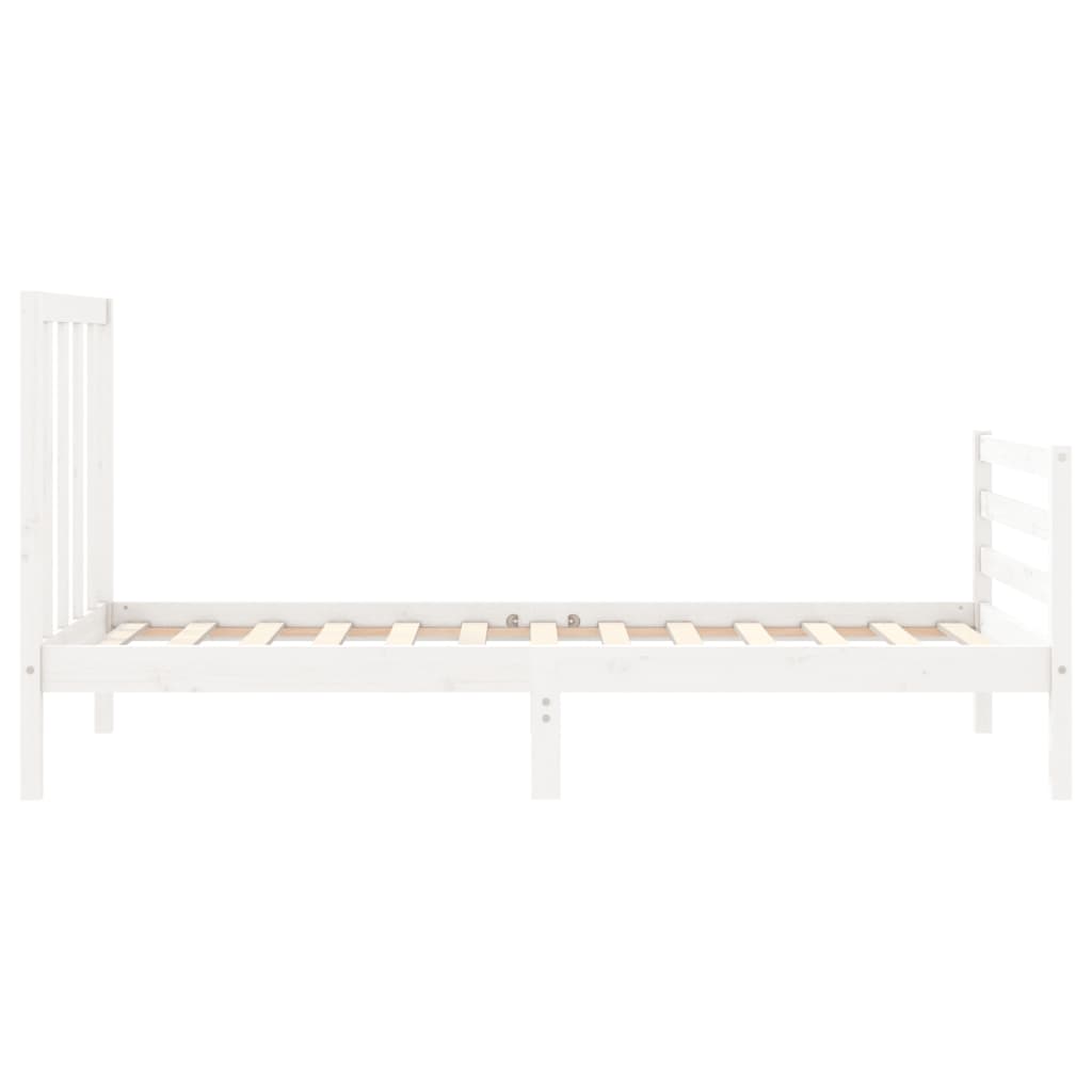 Bed Frame with Headboard White 92x187 cm Single Size Solid Wood