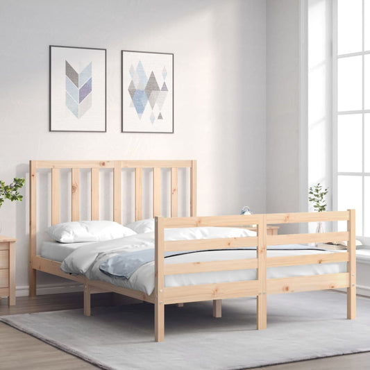 Bed Frame with Headboard 137x187 cm Double Solid Wood