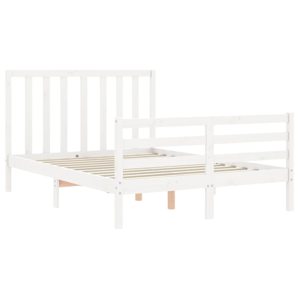 Bed Frame with Headboard White 137x187 cm Double Solid Wood